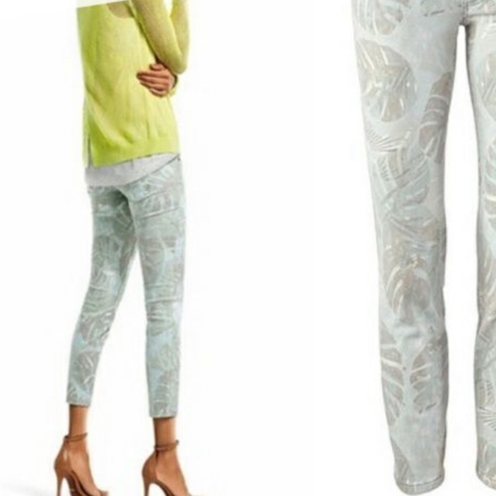 LAST CHANCE DONATING TOMORROW Cabi Paradise Palm Leaf Cropped Skinny Jean Size 0 - Picture 4 of 7